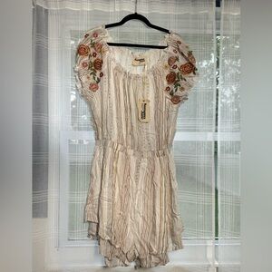 Savanna Jane Rose Embroidered Striped Romper